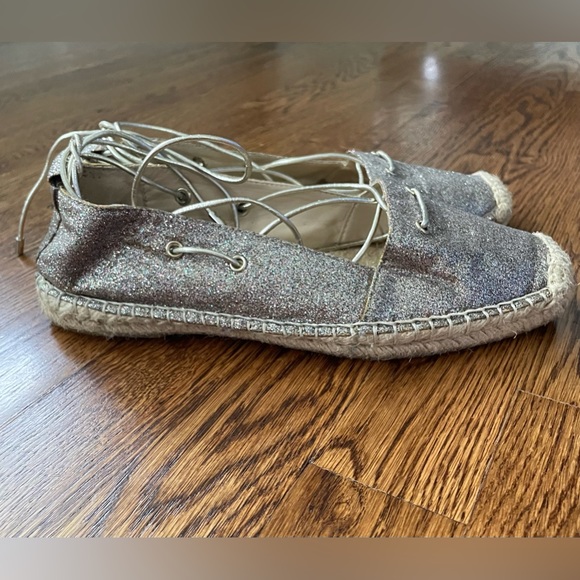 Zara glitter/gold espadrilles - ankle lace up size 7 - Picture 2 of 3